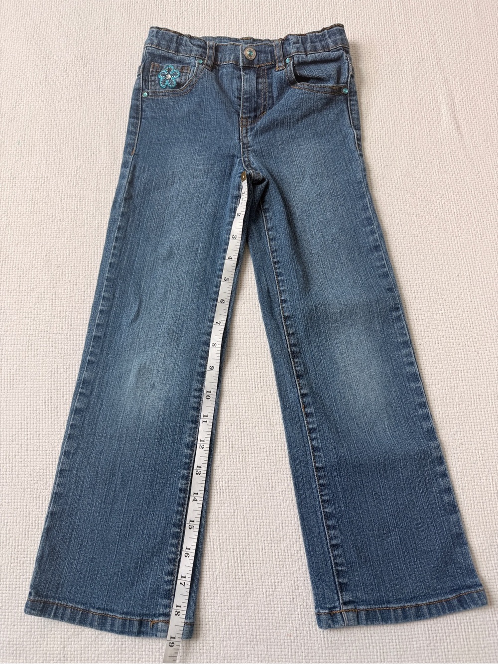 Arizona Jean Company Kids Blue Denim Jeans with Teal Accent - Picture 4 of 9